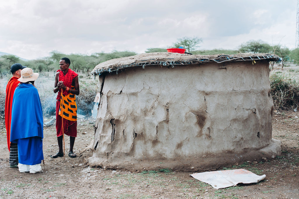 Traditional Maasai homestead hut built of earth and timber
