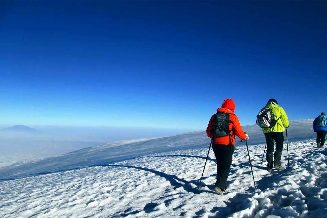 Climbers on Mount Kilimanjaro